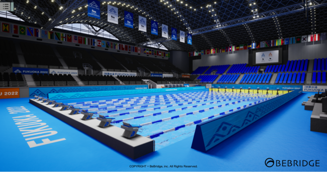 Sansan KBCオーガスタゴルフトーナメント2021で、来年開催の世界水泳選手権メイン会場のVRを初お披露目